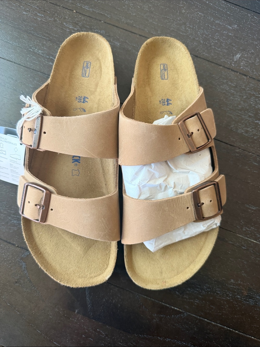 Birkenstock Two-Buckle Slip-On Sandals in Light Brown